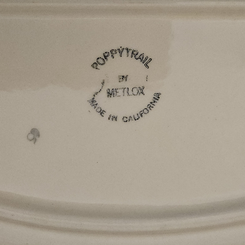Vintage Metlox Poppytrail Red Rooster Large Oval Serving Platter USA Farmhouse - Picture 9 of 13